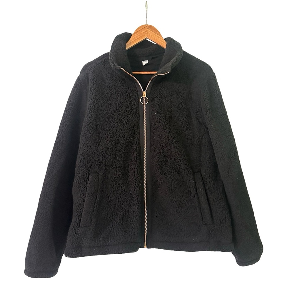 Old Navy Active Mock Neck Teddy Fleece Zip-Up Jacket Black XL
